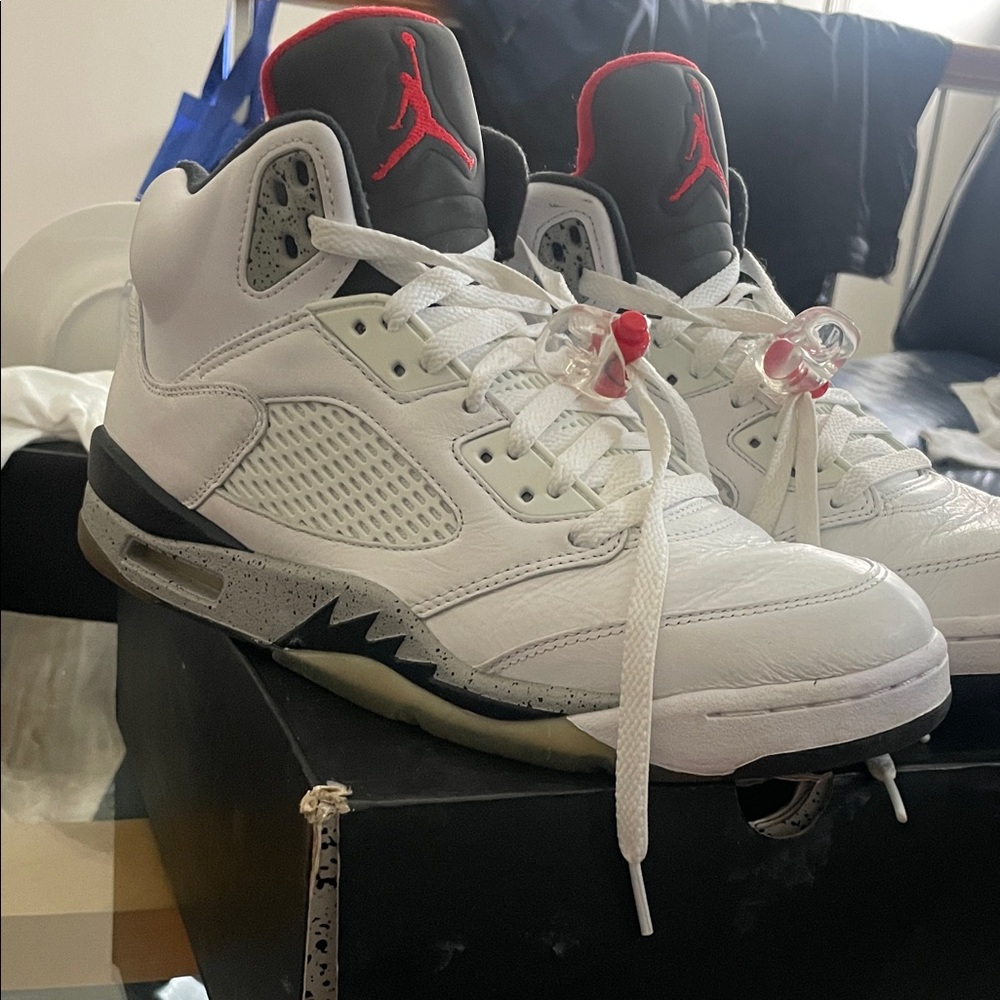 Jordan Athletic Shoes White and Black with Red Accents